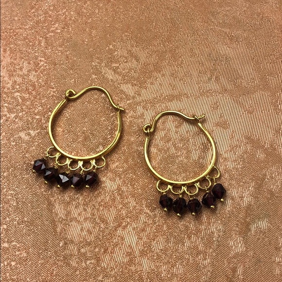 Jewelry - Garnet Hoop Earrings
